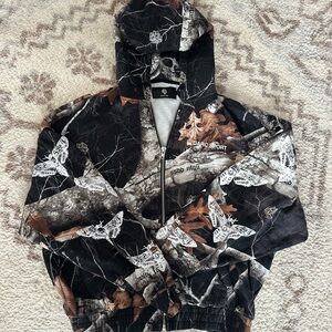 Darc Sport Black Brown White Camo Hoodie Sweater death moth on sleeves